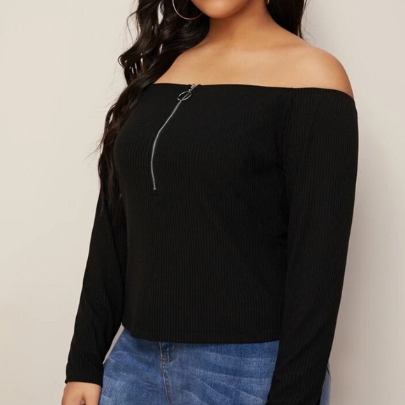 NEW off shoulder zip detail top - Picture 2 of 3